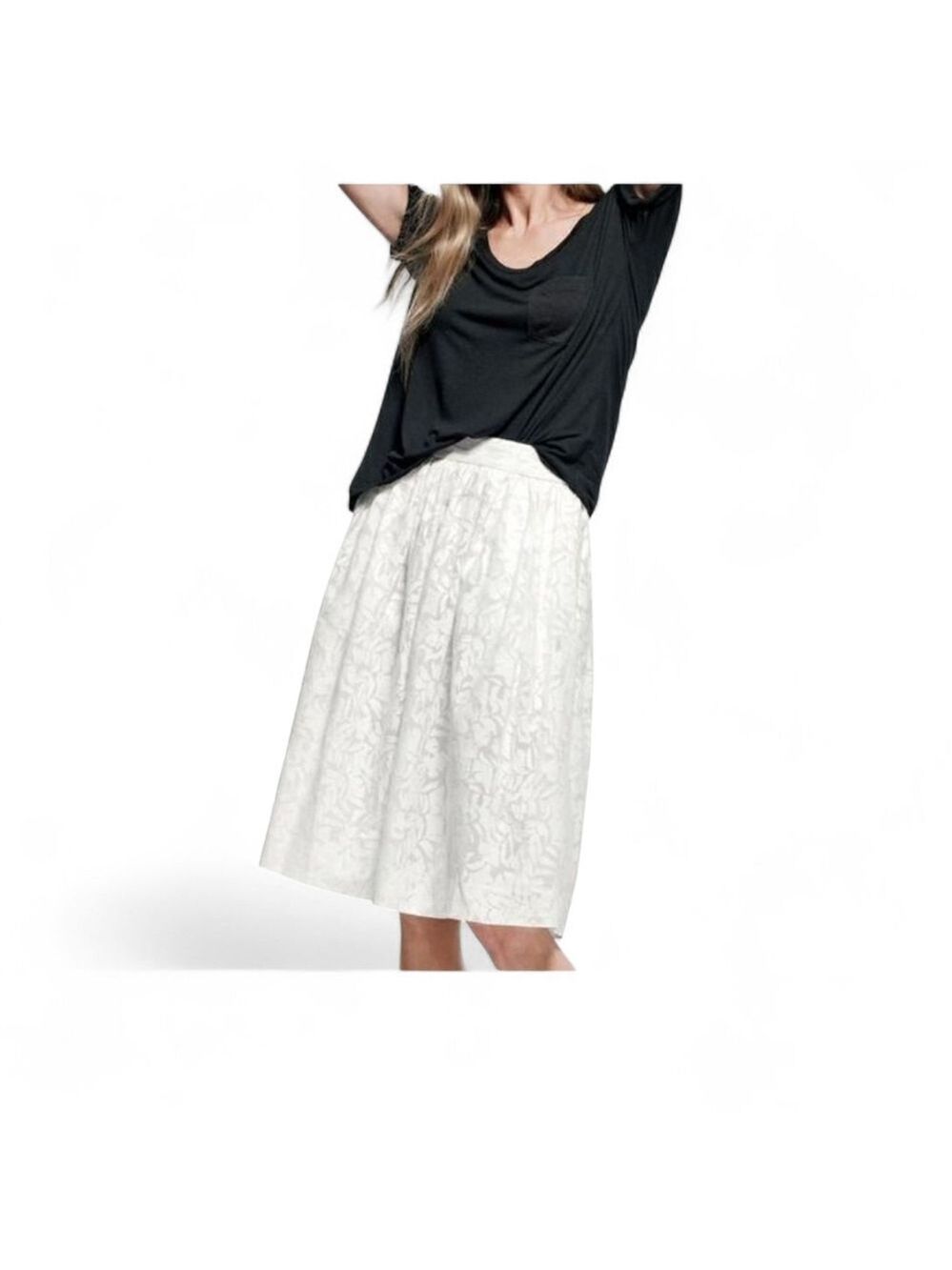 J. Crew White Floral Burnout Patio Skirt Size 2 A-Line Pockets